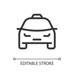Taxi cab pixel perfect linear ui icon. Order transport online. Digital service for passengers. GUI, UX design. Outline isolated user interface element for app and web. Editable stroke. Arial font used