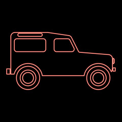 Neon off road vehicle red color vector illustration image flat style