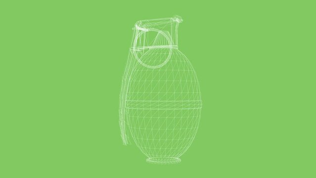 Grenade line abstract view on chromakey background rotation 4K
