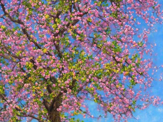 Obraz na płótnie Canvas Abla Chaste Tree with Flowers – Tree Botanical Painting