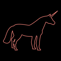 Neon unicorn red color vector illustration image flat style