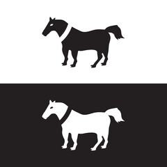Black and white horse animal logo  design 