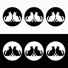 Circle cat animal logo template design 