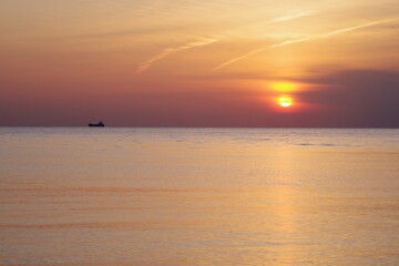 beautiful scenery at sunset,moment of sunset