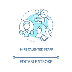 Hire talented staff turquoise concept icon. Acquire new clients strategy abstract idea thin line illustration. Isolated outline drawing. Editable stroke. Arial, Myriad Pro-Bold fonts used
