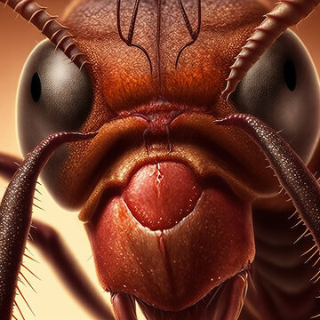 Macro image of an ant's face