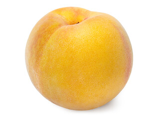 Yellow Peach isolated on white background, Fresh Yellow Peach Fruit on White With clipping path. 