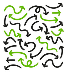 hand draw arrow set, cpeech bubble, stars, cloud vector illustration