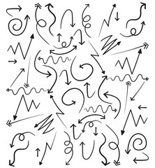 hand draw arrow set, cpeech bubble, stars, cloud vector illustration