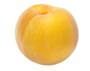 Yellow Peach isolated on white background, Fresh Yellow Peach Fruit on White PNG File