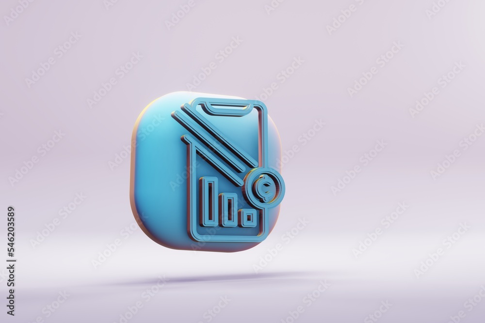 Poster Beautiful abstract illustrations blue Cryptocurrency Statistics symbol icons on a wonderful background. 3d rendering illustration. Background pattern for design..