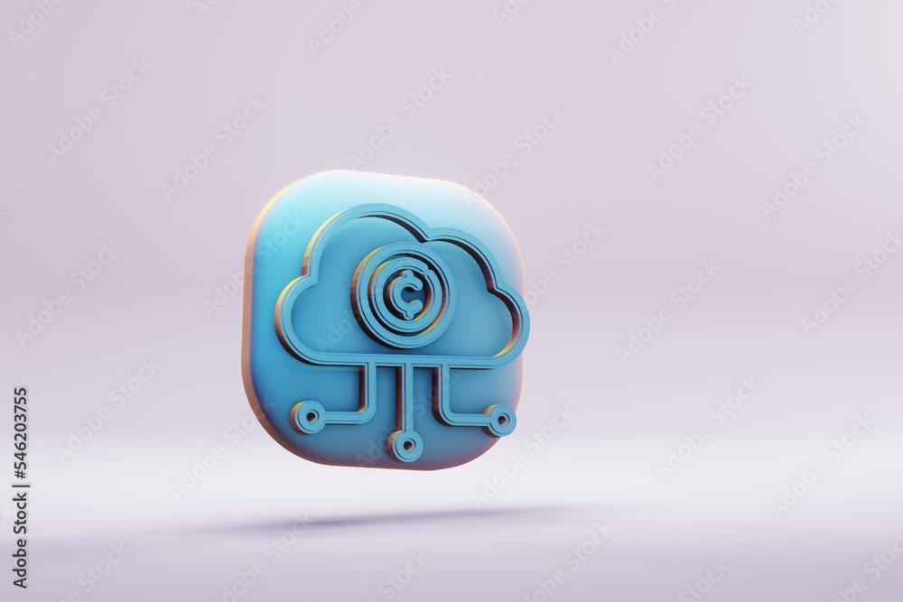 Aufkleber beautiful abstract illustrations blue blockchain coin cloud symbol icons on a wonderful background. 