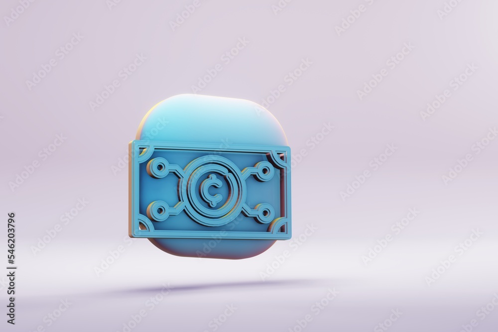 Leinwandbilder beautiful abstract illustrations blue cryptocurrency cash symbol icons on a wonderful background. 3d