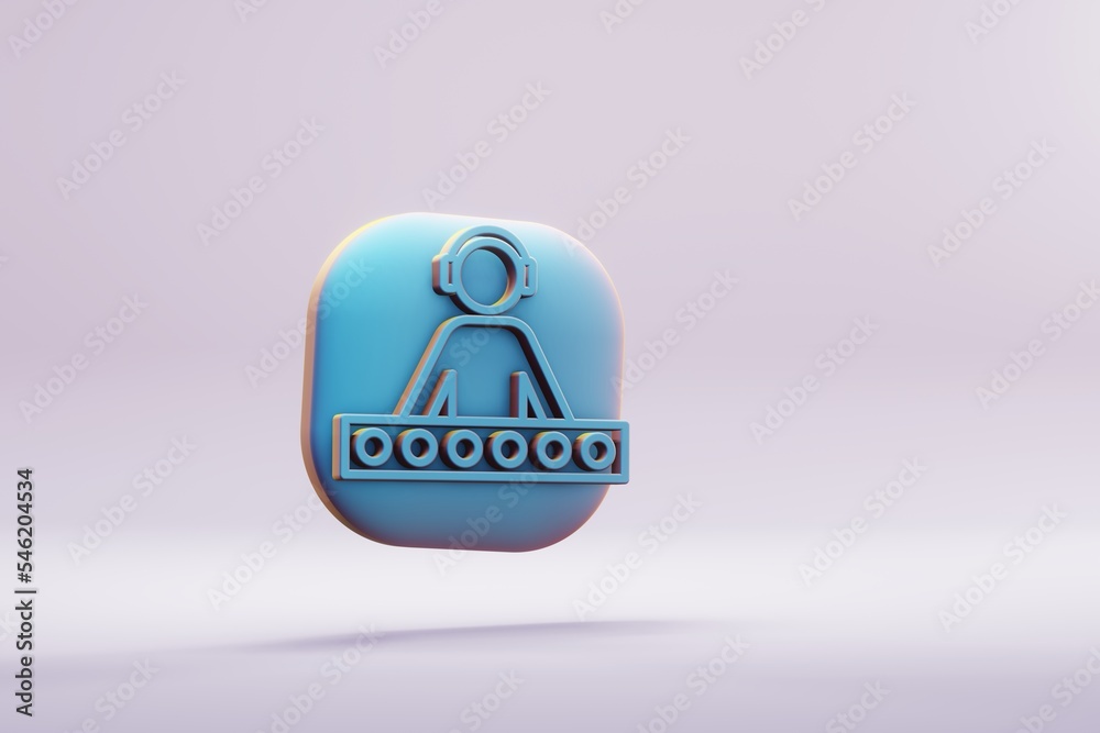 Poster beautiful illustration musical instrument blue dj with headphones symbol icons on a bright pink back