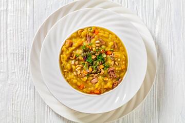 Finnish split pea soup Hernekeitto with pork meat
