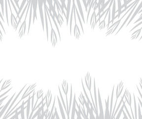 Abstract background of palm leaves or coconut leaves on above and below. Natural pattern, gray shadow. Copy space. For advertisements, business cards, brochures and white backgrounds.