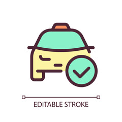 Approved taxi order pixel perfect RGB color ui icon. Digital service. Simple filled line element. GUI, UX design for mobile app. Vector isolated pictogram. Editable stroke. Arial font used