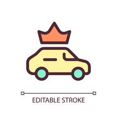 Fototapeta premium Premium taxi service pixel perfect RGB color ui icon. Luxury automobiles order. Simple filled line element. GUI, UX design for mobile app. Vector isolated pictogram. Editable stroke. Arial font used