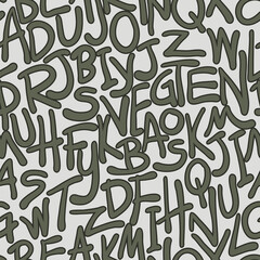Hand drawn letters with seamless pattern background.