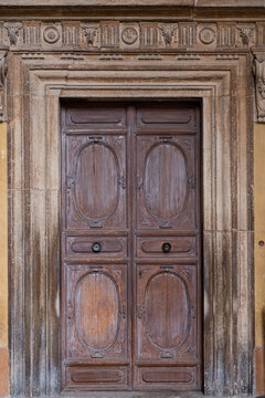 old brown wooden door, background, texture, antique