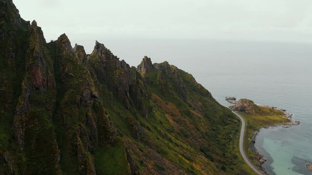 Aerial view of the magnificent mountain lofoten