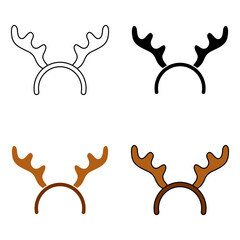 Set of Christmas headband in flat style isolated