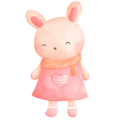 Bunny girl is in the winter.she is smiling.