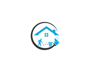 Fototapeta na wymiar Creative home cleaning logo design. House cleaning service business vector illustration.