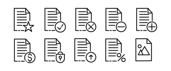 File set icon. Upload and download data, favorite material, like, privacy, network settings, file setup, favourite. Data set concept. Vector black set icon on a white background for Business