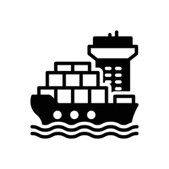 Black solid icon for freight