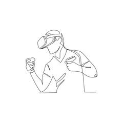 Gamer vector illustration drawn in line art style