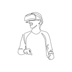 Gamer vector illustration drawn in line art style