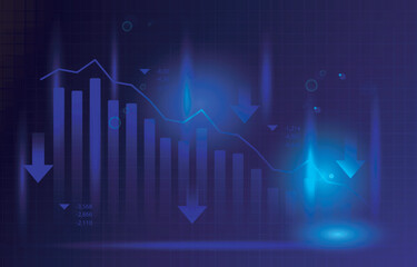 Blue Light Negative Bar Graph Chart Depreciation Business Economic Recession