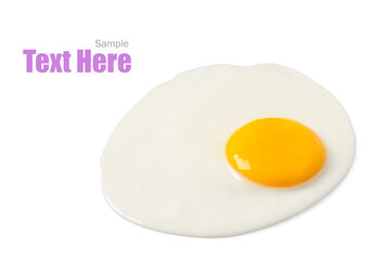 Tasty fried egg on white background. Space for design