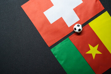 FIFA World Cup Qatar 2022 Football match with national flags. Group G Switzerland vs Cameroon