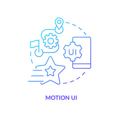 Motion UI blue gradient concept icon. Digital design production. Web application development trend abstract idea thin line illustration. Isolated outline drawing. Myriad Pro-Bold font used