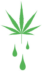大麻の葉とオイルのイラスト