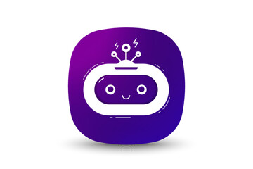 Chatbot Ai icon. Robot virtual assistance for chat. Gradient button with web bot icon. Chatbot artificial intelligence. Sms service bot, web robot for online chat communication. Vector