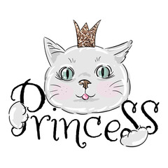 Cute princess cat with a glitter crown.