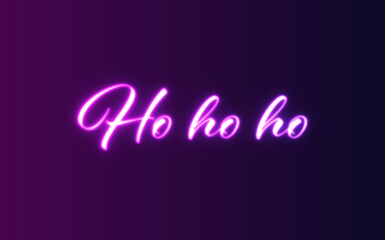 Christmas banner design with neon words ho ho ho.