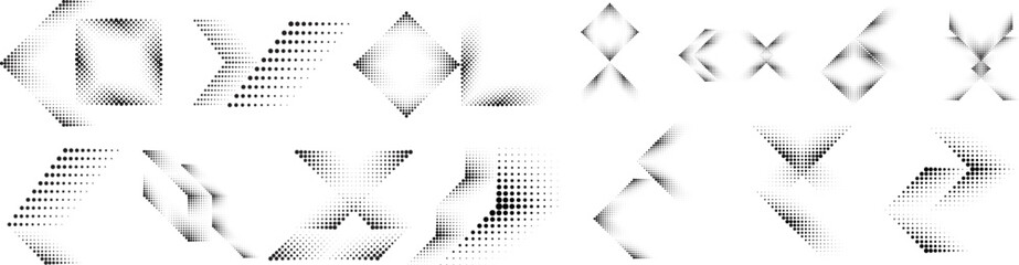 Fototapeta premium Linear halftone dots .Design elements for posters, social media, promotion, flyer, covers .Dotted elements .vector illustration