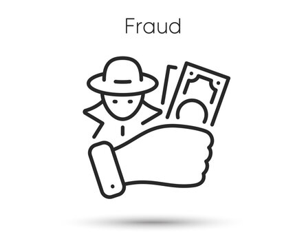 Fraud Line Icon. Spy Of Thief Sign. Cyber Hack Symbol. Illustration For Web And Mobile App. Line Style Money Scam Icon. Editable Stroke Online Fraud. Spy Agent Person. Vector