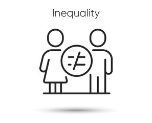 Discrimination line icon. Equality balance sign. Gender inequality symbol. Illustration for web and mobile app. Line style equal ethics icon. Editable stroke gender discrimination. Vector