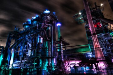 Surreale Nachtaufnahmen Industriebauwerke