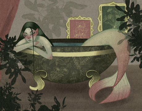 mermaid in the bath chinese style