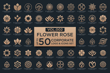 Obraz na płótnie Canvas Abstract elegant flower rose logo icon set.