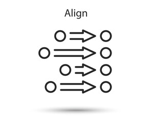 Align order line icon. Ordering or alignment sign. Automation script symbol. Data filter process. Illustration for web and mobile app. Line style order process icon. Editable stroke alignment. Vector