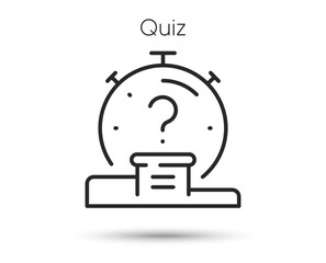 Quiz line icon. Timer with question mark. Faq time symbol. Illustration for web and mobile app. Line style quiz game time icon. Editable stroke winner pedestal. Vector