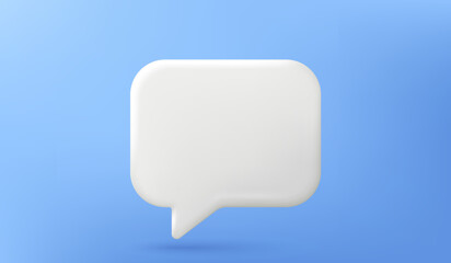 3d speech bubble isolated on blue background. Social network chat box icon. Blank text message balloon. Notification 3d chat speech bubble. Talk dialog board icon. Conversation balloon. Vector