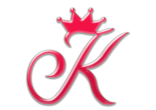 Buchstabe, K, Krone, Kopf, Design, Rotes